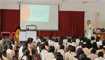 Counselling session on teenage health and hygiene at the Aga Khan School, Mundra 