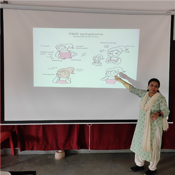 Counselling session on teenage health and hygiene at the Aga Khan School, Mundra 