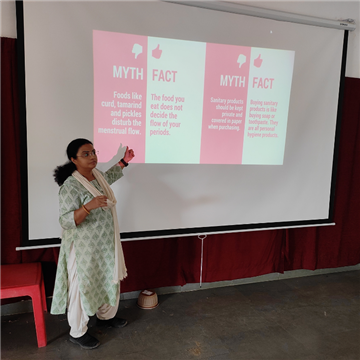 Counselling session on teenage health and hygiene at the Aga Khan School, Mundra 